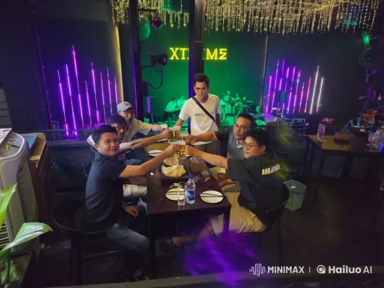 Friends Perform Kungfu in Lively Bar Setting – AI Generated Video | Hailuo AI