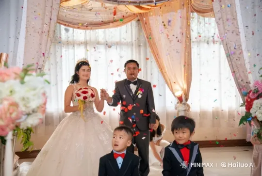 Wedding Celebration Showcases Bride and Groom's Kungfu Skills – AI Generated Video | Hailuo AI