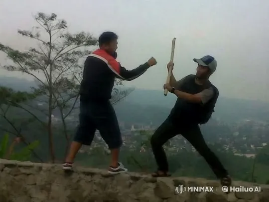 Kungfu Practice on Stone Wall with Scenic Valley Background – AI Generated Video | Hailuo AI