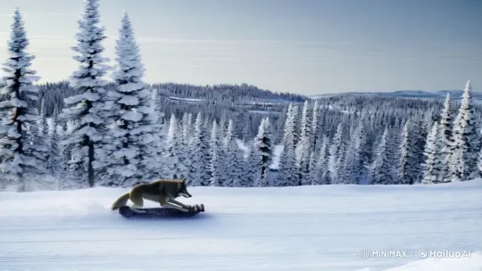 Wolf Sled Ride in Serene Winter Landscape – AI Generated Video | Hailuo AI