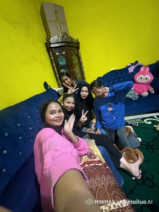 Kids Practicing Energetic Kung Fu on Blue Sofa – AI Generated Video | Hailuo AI