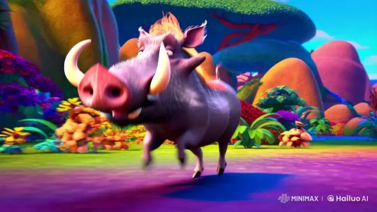 Animated Warthog's Whimsical Trot in Vibrant Safari – AI Generated Video | Hailuo AI