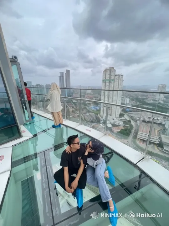 Couple Practices Kungfu on Skyscraper's Glass Floor – AI Generated Video | Hailuo AI