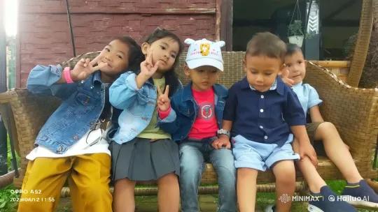 Five Kids Enjoying Cheerful Moment on Swing Bench – AI Generated Video | Hailuo AI