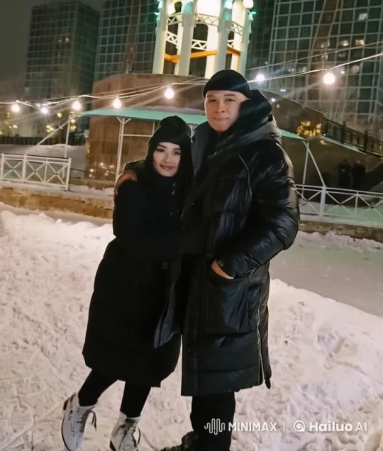 Romantic Couple Embracing by Winter Gazebo – AI Generated Video | Hailuo AI