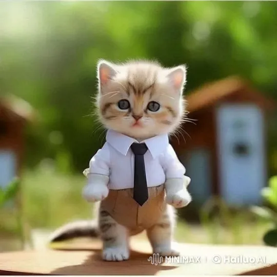 Kitten Dances and Mimics Motorcycle Ride in Garden – AI Generated Video | Hailuo AI
