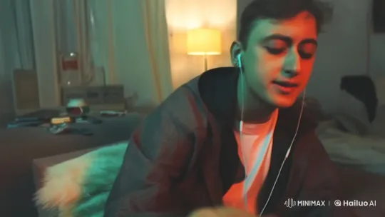Young Man Contemplates in Dimly Lit Room – AI Generated Video | Hailuo AI