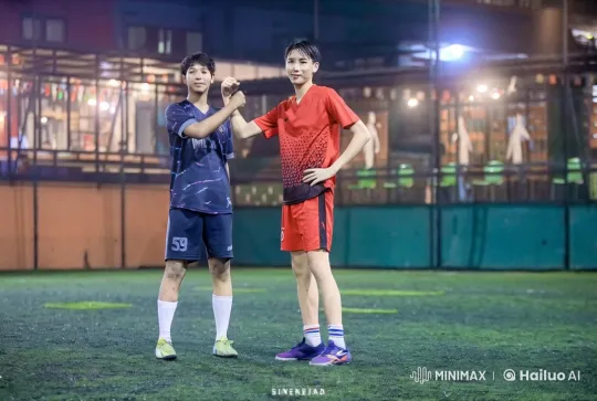 Young Soccer Players Celebrate with Handshake – AI Generated Video | Hailuo AI