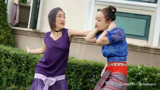 Women in Vibrant Attire Engage in Intense Martial Arts Battle – AI Generated Video | Hailuo AI