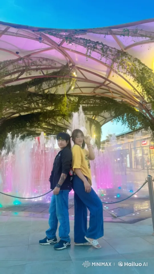 Dynamic Kung-Fu Performance with Colorful Fountain Background – AI Generated Video | Hailuo AI