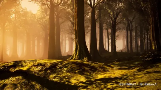 Majestic Forest Revealed at Dawn – AI Generated Video | Hailuo AI