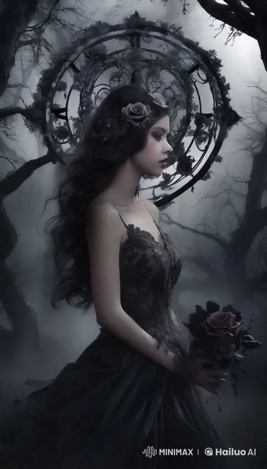 Enchanted Forest: Mysterious Girl with Roses in Moonlight – AI Generated Video | Hailuo AI