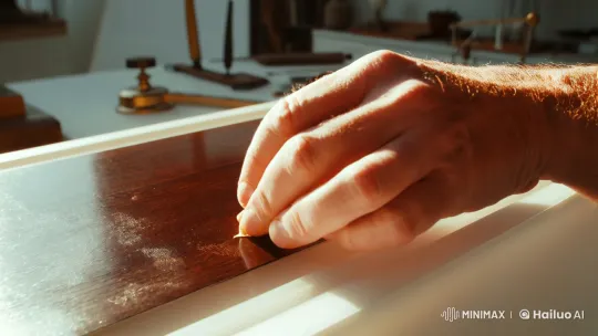 Artisan Crafting Gold Leaf Logo with Precision – AI Generated Video | Hailuo AI