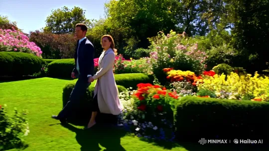 Couple in Garden Amidst War-torn Village Cemetery – AI Generated Video | Hailuo AI