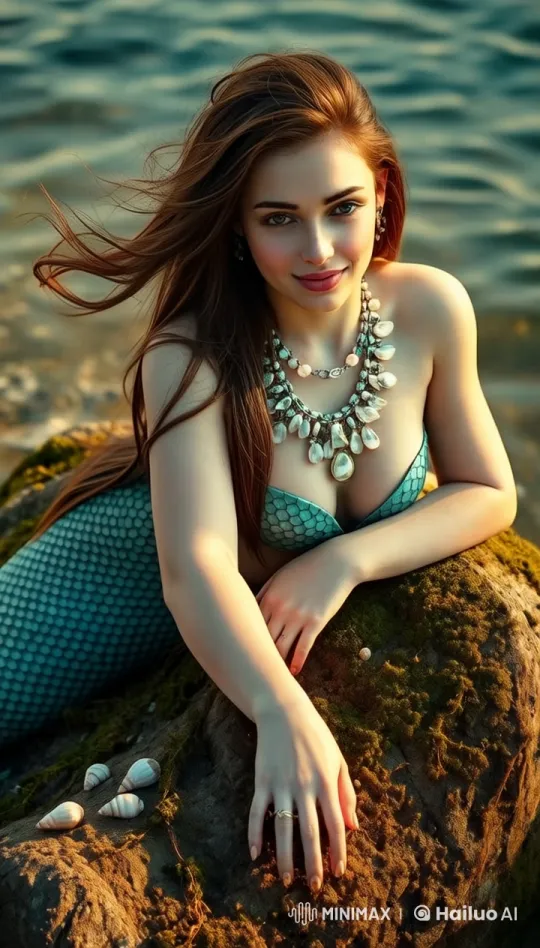 Stunning 4K Mermaid on Rock in Serene Ocean Setting – AI Generated Video | Hailuo AI