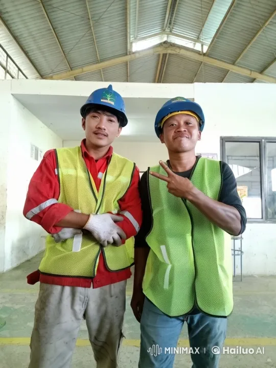 Casual Encounter of Construction Workers in Industrial Space – AI Generated Video | Hailuo AI