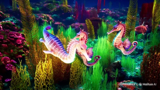 Mesmerizing Underwater Ballet with Seahorses – AI Generated Video | Hailuo AI