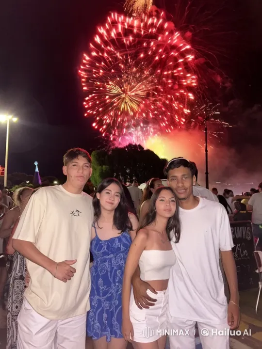 Fireworks Night: Friends Blend Celebration with Kung Fu Mastery – AI Generated Video | Hailuo AI