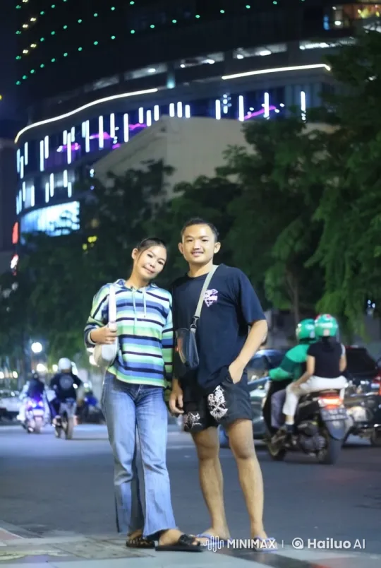 Nighttime Kung Fu Demonstration on Bustling City Street – AI Generated Video | Hailuo AI