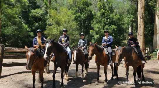 Martial Arts Display by Horseback Riders in Forest – AI Generated Video | Hailuo AI