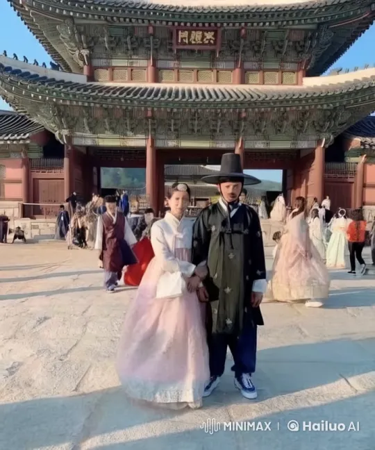 Traditional Korean Gate: Hanbok Martial Arts Display – AI Generated Video | Hailuo AI