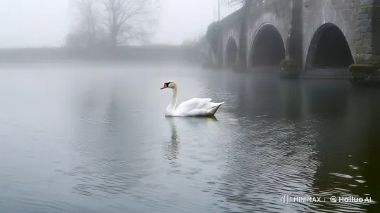Ethereal Lagoon: Swan's Grace vs. Bird's Flight – AI Generated Video | Hailuo AI