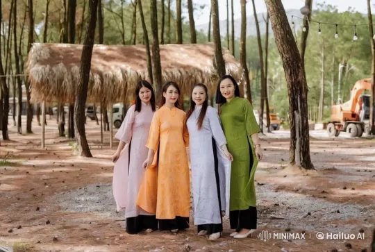 Traditional Ao Dai in Peaceful Pine Forest – AI Generated Video | Hailuo AI