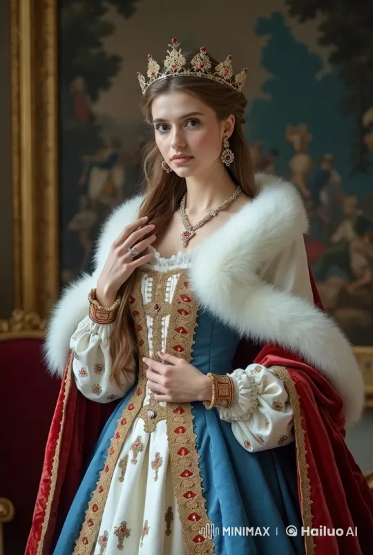 Renaissance Princess in Opulent Gown, Serene Smile – AI Generated Video | Hailuo AI