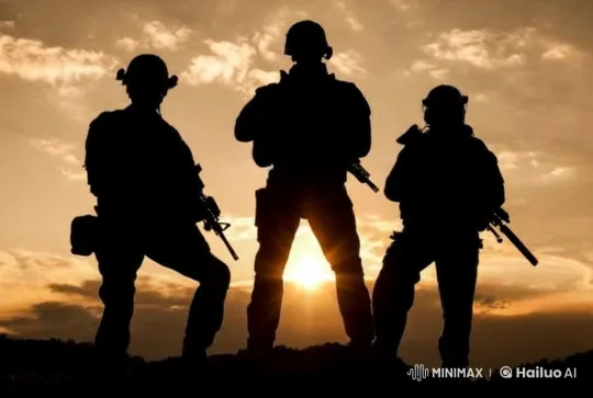 Silhouettes of Soldiers Perform Kung Fu Against Sunset – AI Generated Video | Hailuo AI