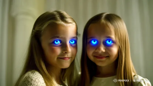 Mystical Gaze: Girls in Ethereal Blue Light – AI Generated Video | Hailuo AI