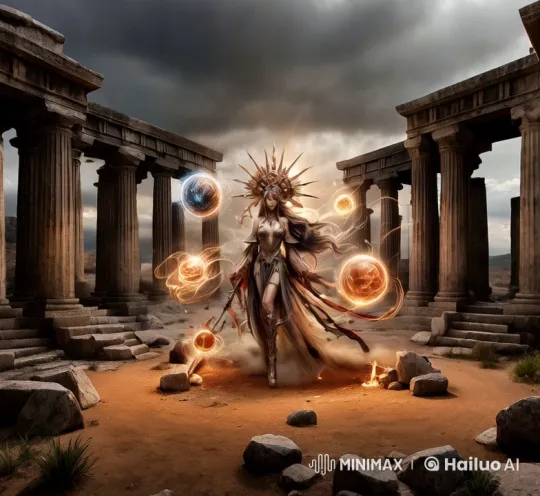 Ancient Ruins, Goddess, and Mystical Orbs – AI Generated Video | Hailuo AI