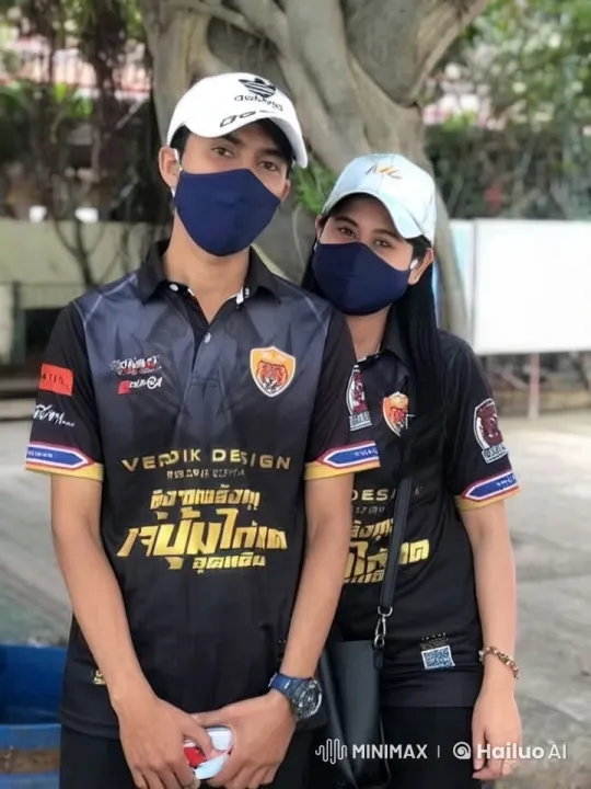 Couple in Black T-Shirts with Badges – AI Generated Video | Hailuo AI