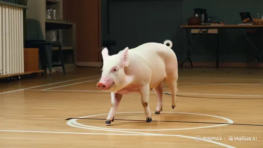 Pig Displaying Basketball Skills – AI Generated Video | Hailuo AI