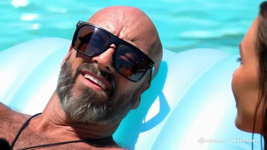 Middle-Aged Man Enjoying Poolside With Attractive Woman's Kiss – AI Generated Video | Hailuo AI