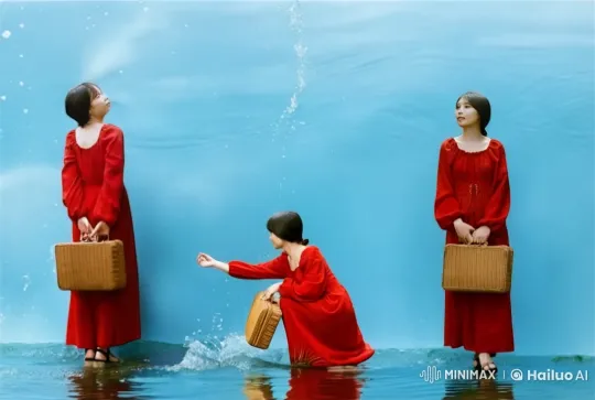 Synchronized Kungfu Practice with Water Splashes – AI Generated Video | Hailuo AI