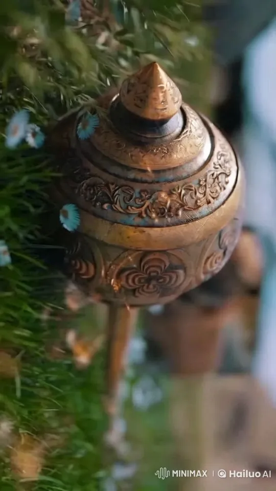 Antique Bronze Object Showcased with Nature's Beauty – AI Generated Video | Hailuo AI