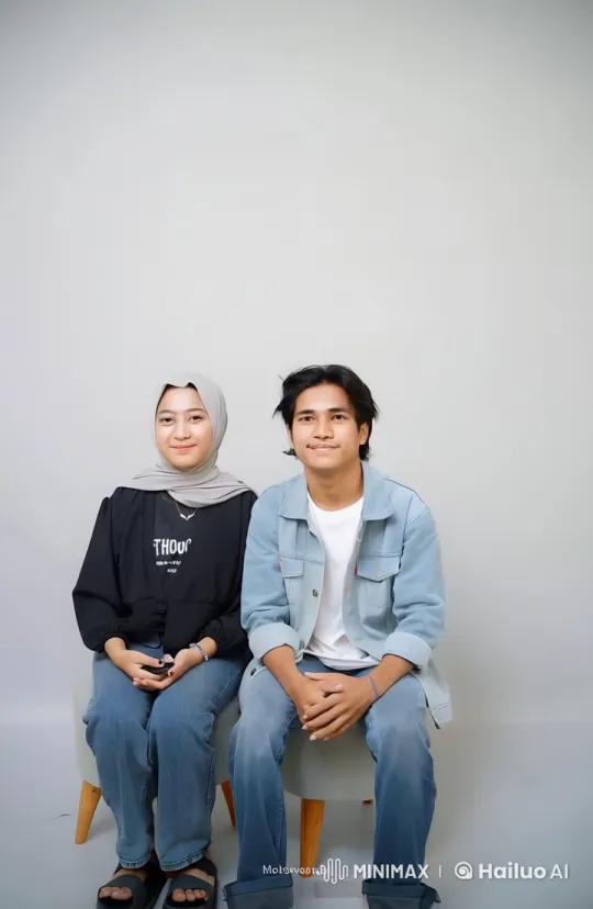 Young Couple in Casual Attire in Minimalist Setting – AI Generated Video | Hailuo AI