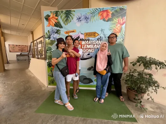 Five Individuals Pose in Tropical Setting – AI Generated Video | Hailuo AI