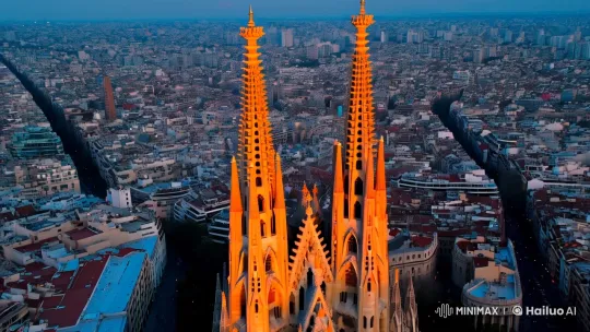 Aerial and Interior Views of Gaudí's Basilica in Barcelona – AI Generated Video | Hailuo AI