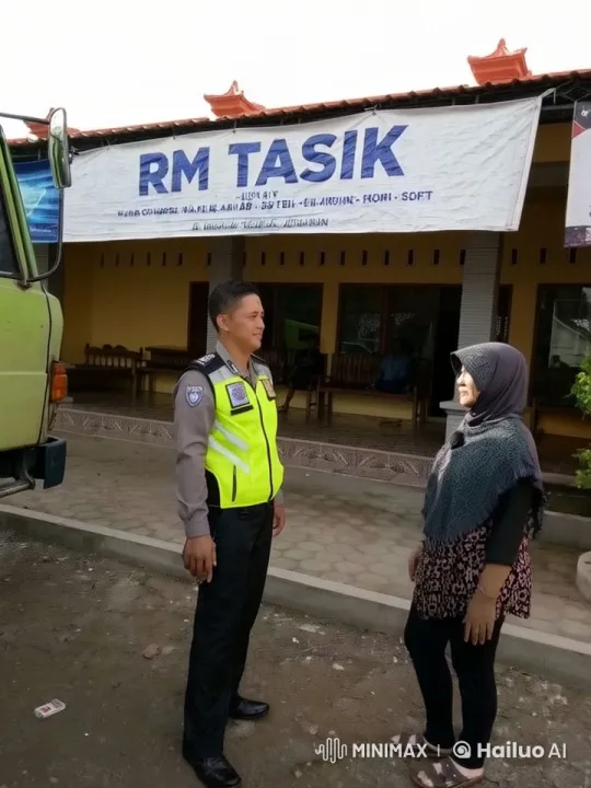 Live2D Animation: Police Officer and Woman Chat Outside Restaurant – AI Generated Video | Hailuo AI