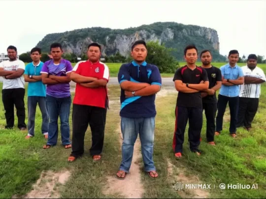 Nine Men Perform Synchronized Kungfu on Grass – AI Generated Video | Hailuo AI