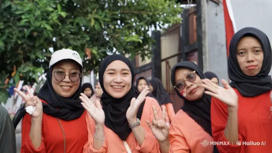 Women in Red Perform Energetic Kungfu Against Greenery – AI Generated Video | Hailuo AI