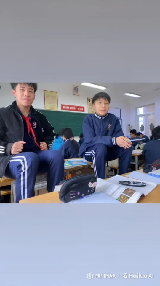 Students in Blue Uniforms Perform Impressive Kungfu in Classroom – AI Generated Video | Hailuo AI