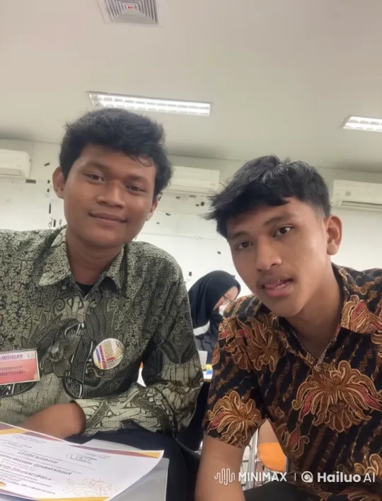 Two Young Men Share a Friendly Embrace in a Classroom Setting – AI Generated Video | Hailuo AI