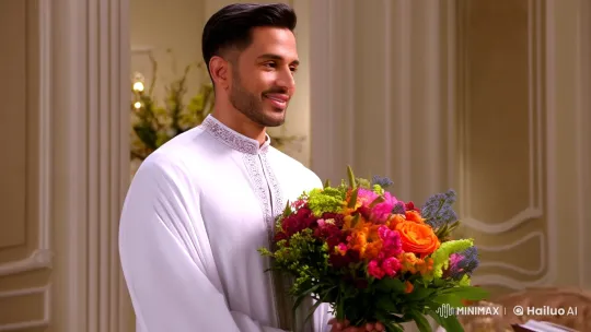 Romantic Husband Recites Poem in Elegant Setting – AI Generated Video | Hailuo AI