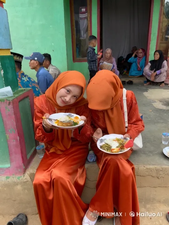Rural Gathering: Women Share Meal Amidst Community Activities – AI Generated Video | Hailuo AI