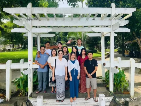 Group Gathering in Serene Garden Pergola – AI Generated Video | Hailuo AI