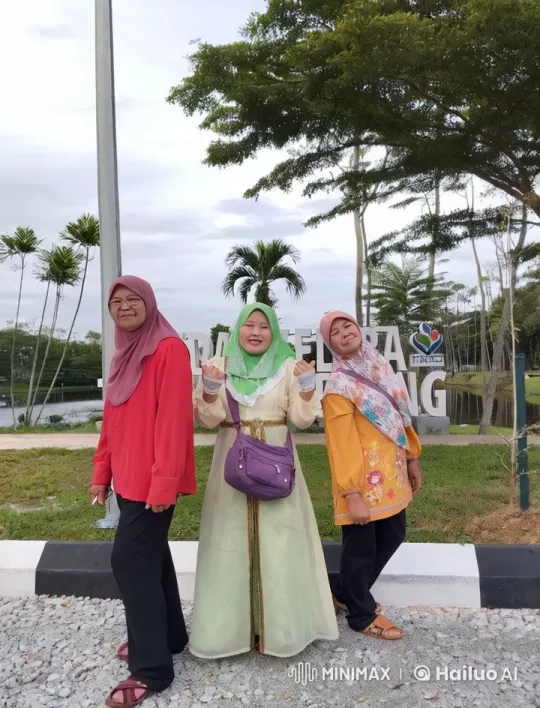 Three Women Pose at Taman Flora – AI Generated Video | Hailuo AI