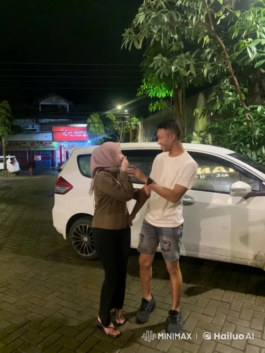 Couple Engages in Playful Kungfu Pose at Night – AI Generated Video | Hailuo AI