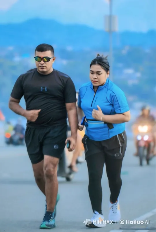 Couple Synchronizes Kung Fu Moves While Jogging – AI Generated Video | Hailuo AI